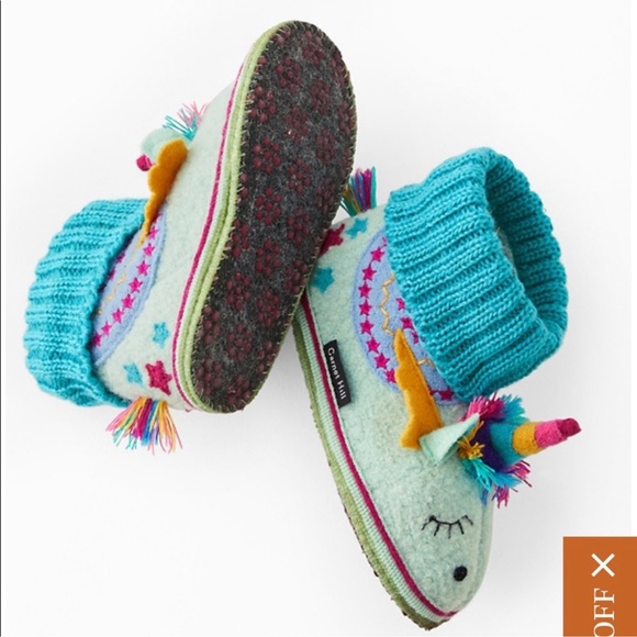 Garnet Hill Other - Garnet Hill Kids' Girl Unicorn Wool Slipper Boots Size 9